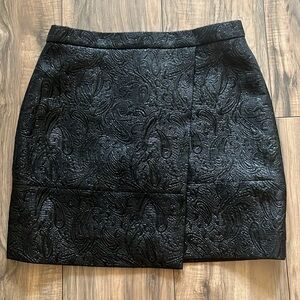 J CREW Black Metallic Lined Jacquard Mini Skirt 2
